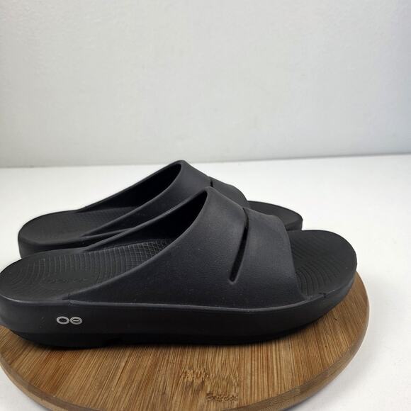 Oofos Ooahh Slide Sandals Mens Size 11 Black Recovery Slip On Womens 13 EU 44 - Picture 7 of 14